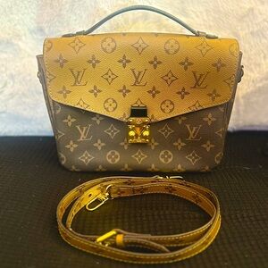 Authentic- Louis Vuitton 2019 Monogram Reverse Pochette Metis - Brown Crossbody